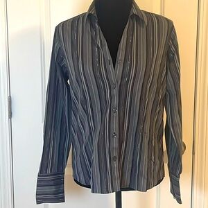 Eddie Bauer Striped Button Down Shirt Stretch Wrinkle Resistant Size M
